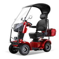 BSH+DP Dach Elektromobil für Senioren Seniorenmobil – 500 W, 15 km/h, elektromagnetische Bremse Rot